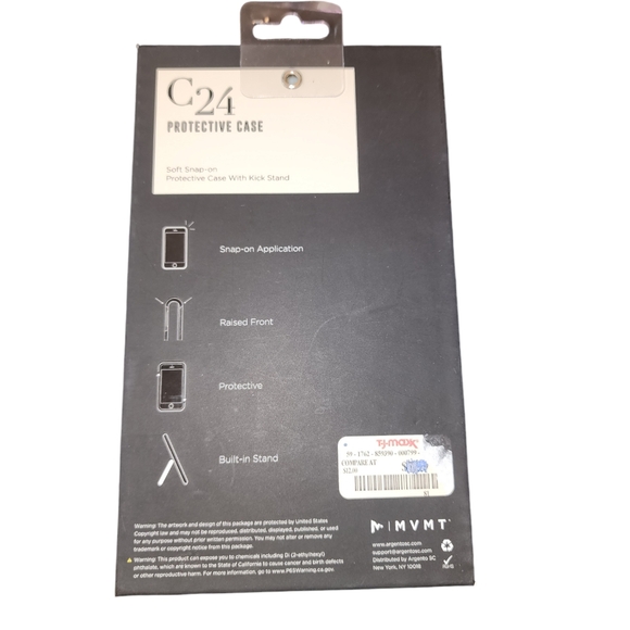 NWT MVMT C24 iPHONE 8 Plus/7/6s/6 Plus Clear Black Hybrid Protective Phone Case - Picture 2 of 5